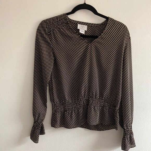 Ann Taylor XSP Bell Sleeve Polka Dotted Elastane Long Sleeve - Picture 2 of 15